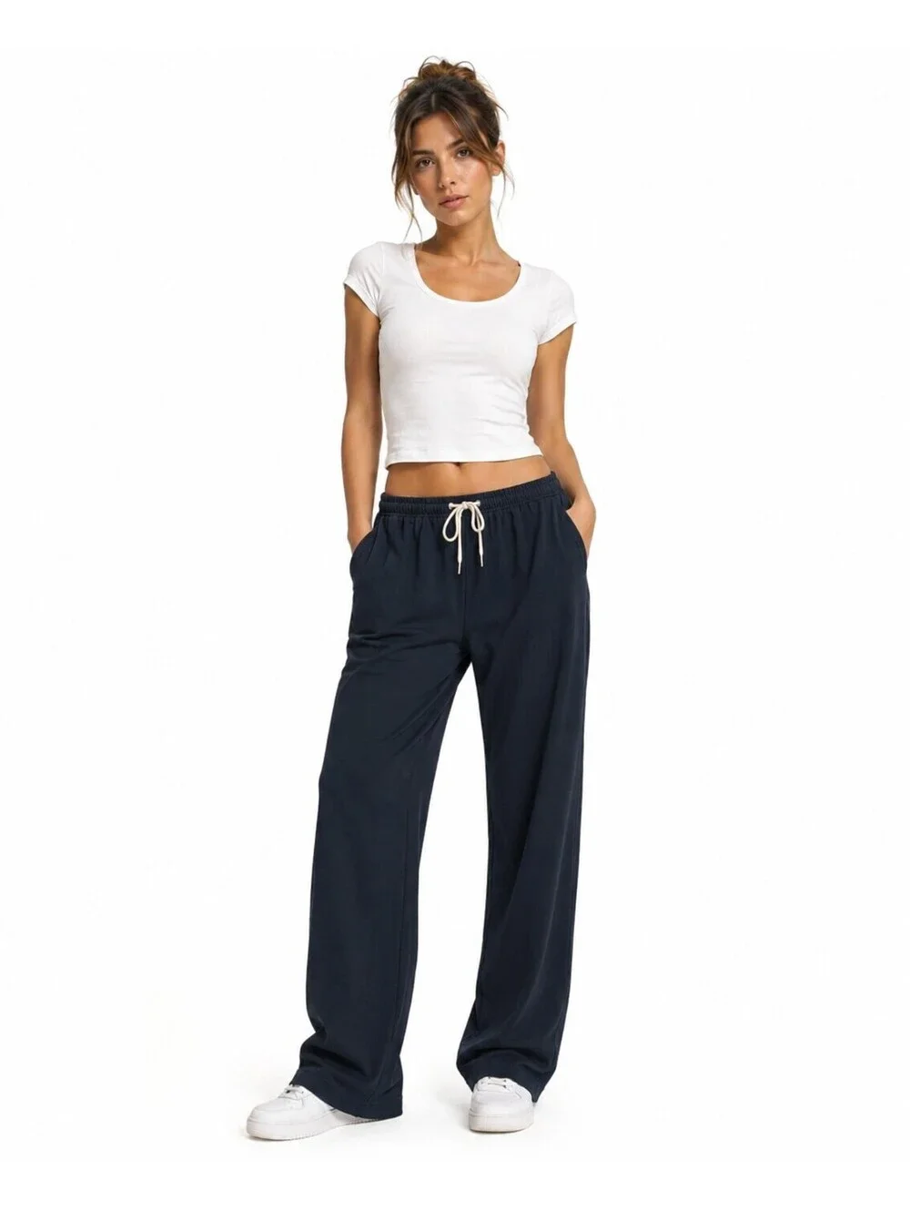 Brandy Melville Navy Blue Drawstring Sweatpants Wide Leg Slouchy Y2K Streetwear